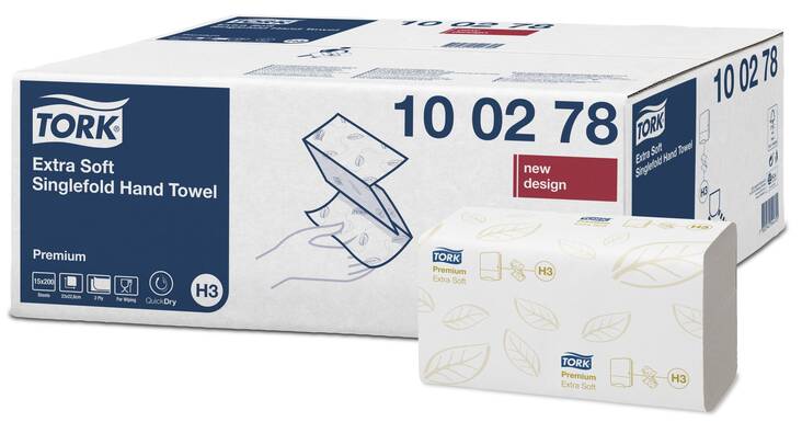 Käsipyyhe TORK Premium H3 V-taitto - Liuskakäsipyyhkeet ja annostelijat - 129682 - 1
